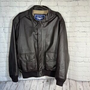 Airborne Leathers Mens A-2 Bomber Jacket Brown Leather Flight Jacket Large